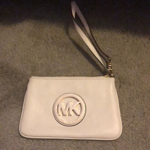 Michael Kors Wristlet, ivory with gold hardware